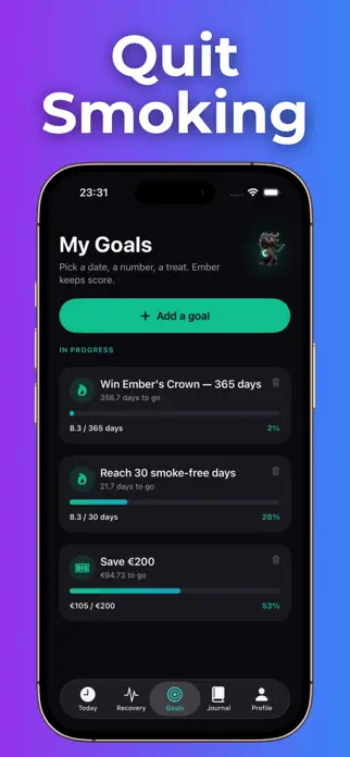 Quit Smoking Tracker - NicLess App Store screenshot 1