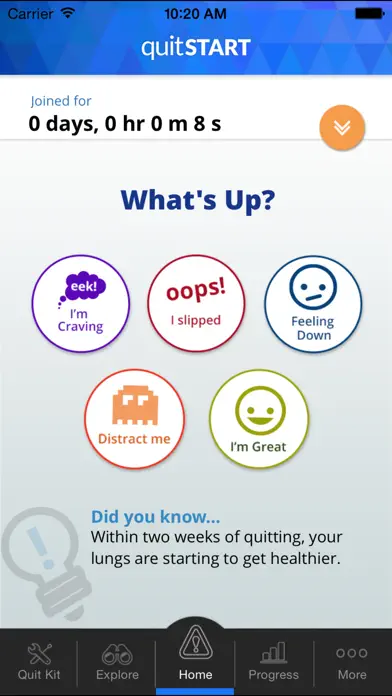 quitSTART - Quit Smoking App Store screenshot 1