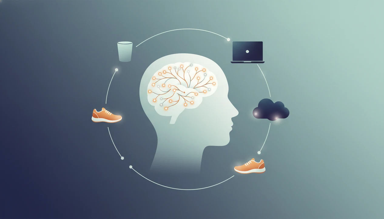 A calm illustration shows brain pathways linked to alcohol cues and healthier replacement rituals.