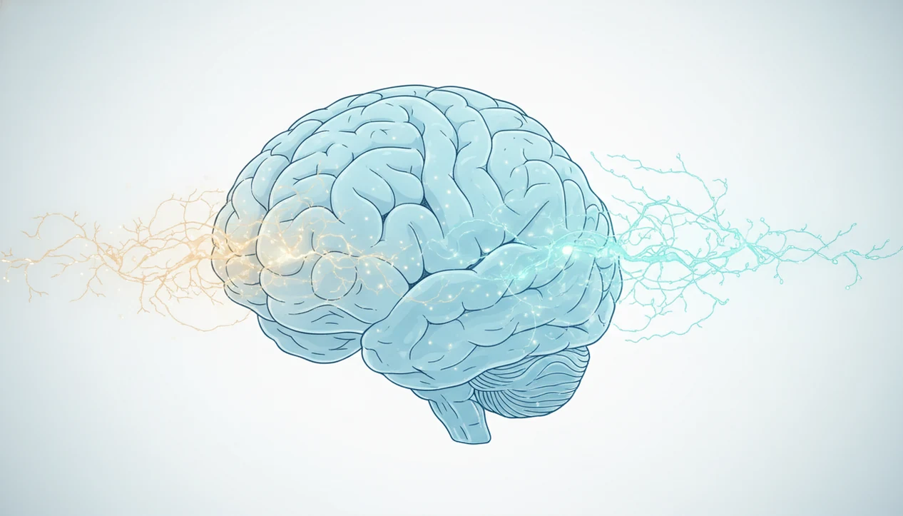 A calm illustration shows a highlighted hippocampus with new neural branches as alcohol-related haze fades.