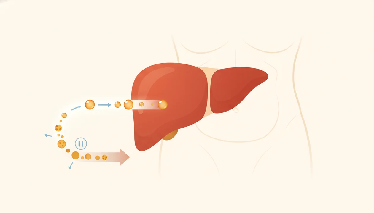 An illustration shows alcohol prioritized by the liver while fat burning waits in the background.
