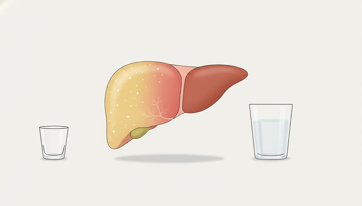 A liver illustration shows fatty and inflamed tissue gradually returning toward a healthier state.